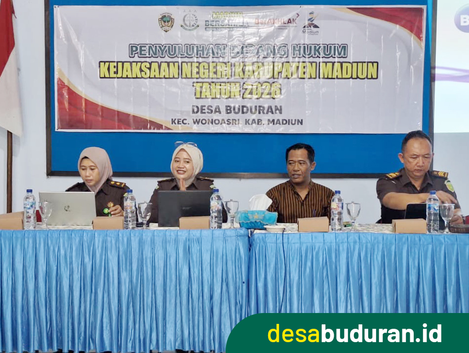 Penyuluhan Hukum Kejaksaan Negeri Kab. Madiun, Pemdes Buduran Mantap Kelola Desa Bersih dan Terpercaya.